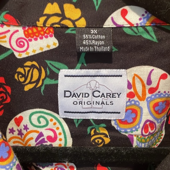 David Carey Originals Sugar Skull Hawaiian Shirt 3X - Picture 2 of 7